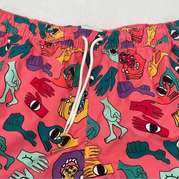 EMPYRE Men’s Swim Trunks Pink Hands/Feet print size: Large - Picture 4 of 8
